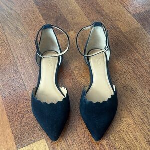 J. Crew Black Suede Scalloped Flats